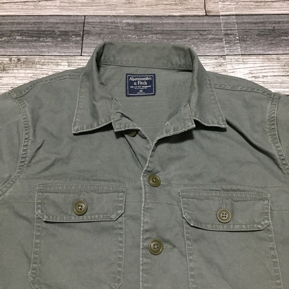 Abercrombie Fitch Shirt Jacket Men’s XS Green Canvas Military Pockets - Picture 10 of 10